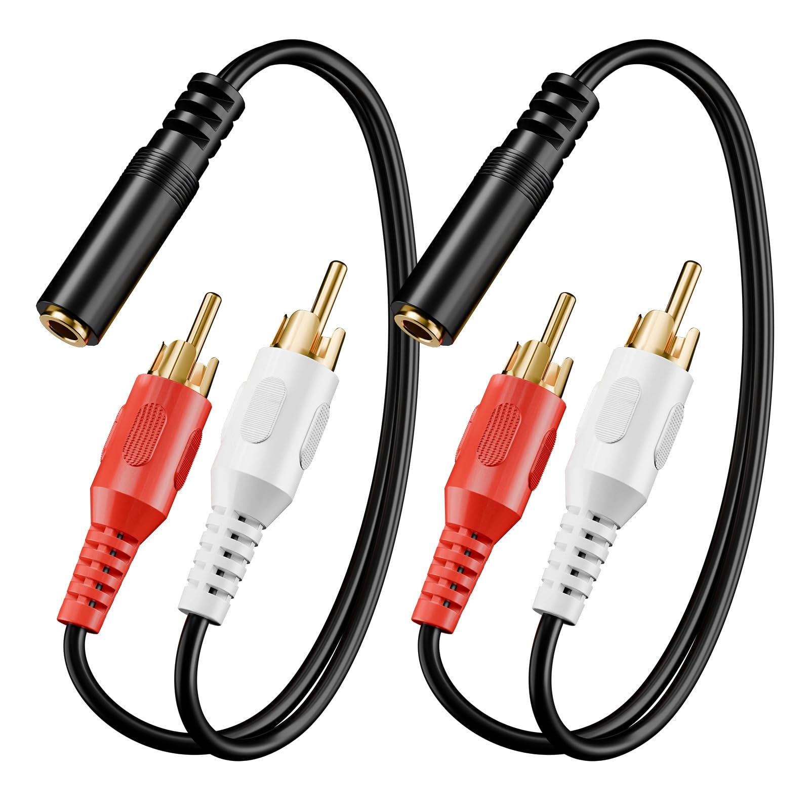 VCE RCA to 3.5mm Splitter Y Cable,2-Pack,3.5mm Female to 2RCA Male